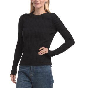NATION Jet Black Made In Portugal Avalon Double Faced Rib Long Sweater